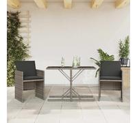 Ensemble de Bistro avec Coussins Table Patio 3 pcs Noir Résine Tressée vidaXL