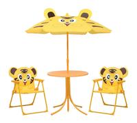 Ensemble De Bistro Avec Parasol Pour Enfants 3 Pcs Jaune