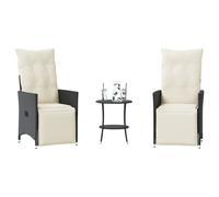 Salon de jardin Vidaxl noir resine tressee 3 pieces 45.0 x 50 cm Noir G