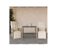 vidaXL Ensemble de bistro de jardin 3 pcs coussins beige poly rotin, ensemble de bistro de jardin, ensemble de balcon, 3276937 Beige G