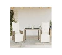Ensemble de bistro de jardin 3 pcs coussins marron poly rotin 3277209