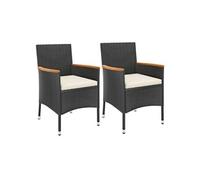 Ensemble de bistro de jardin 3 pcs coussins noir poly rotin