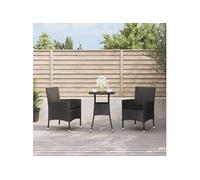 vidaXL Ensemble de bistro de jardin 3 pcs coussins noir poly rotin, ensemble de bistrot, ensemble de bistrot extérieur, 3187416 Noir G