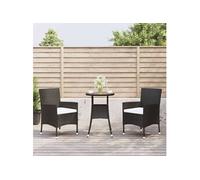 Ensemble de bistro de jardin 3 pcs coussins noir poly rotin, ensemble de bistrot, ensemble de bistrot extérieur, 3187432