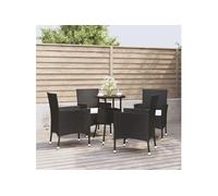 Ensemble de bistro de jardin 5 pcs coussins noir poly rotin, ensemble de bistrot, ensemble de bistrot extérieur, 3187415