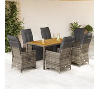 Ensemble de Bistro de Jardin avec Coussins Mobilier Gris Résine Tressée vidaXL