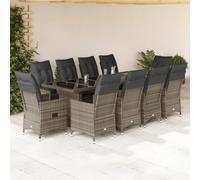 Ensemble de Bistro de Jardin avec Coussins Mobilier Gris Résine Tressée vidaXL