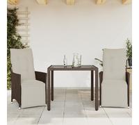 vidaXL Ensemble de bistro de jardin 3 pcs coussins marron poly rotin, ensemble de bistro de jardin, ensemble de balcon, 3276915 Marron G