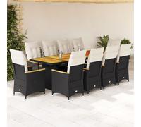 Ensemble de Bistro de Jardin avec Coussins Mobilier Noir Résine Tressée vidaXL