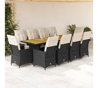 Ensemble de Bistro de Jardin avec Coussins Mobilier Noir Résine Tressée vidaXL