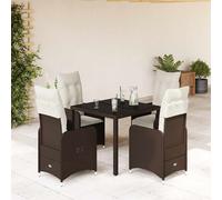 Vidaxl Ensemble De Bistro De Jardin 5 Pcs Coussins Marron Poly Rotin