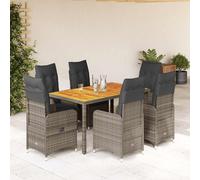 Vidaxl Ensemble De Bistro De Jardin 7 Pcs Coussins Gris Poly Rotin