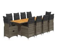 Ensemble de bistro de jardin vidaXL 11 pièces coussins gris poly rotin 3277279 G