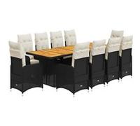 Vidaxl Ensemble De Bistro De Jardin 11 Pcs Coussins Noir Poly Rotin
