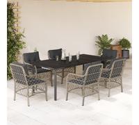 Ensemble de Bistro et Coussins Table 3 pcs Gris Clair Résine Tressée vidaXL