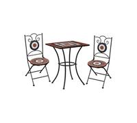 Ensemble de bistro mosaïque 3 pcs Carreaux Terre cuite et blanc