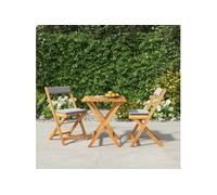 Vidaxl Ensemble De Bistro Pliable 3 Pcs Avec Coussins Acacia Solide
