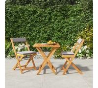 Vidaxl Ensemble De Bistro Pliable 3 Pcs Avec Coussins Acacia Solide