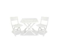 Vidaxl Ensemble De Bistro Pliable 3 Pcs Plastique Blanc Blanc