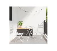 Ensemble De Bistro Pliable 3 Pièces Vidaxl Blanc Acier