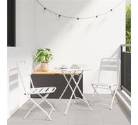 Ensemble de Bistro Pliable 3 Pièces vidaXL Blanc Acier 42002950 Blanc G