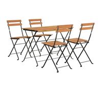 Ensemble de bistro pliable (5 pcs),CLARENCE® Table de Balcon et 4 chaises de jardin, Bois d'acacia solide et acier 100x54x71cm C2643