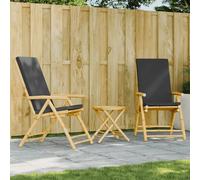 Ensemble de Bistro Pliante et Coussins Meubles Jardin 3 pcs Bambou vidaXL