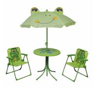 Ensemble de bistro pour enfants - BURKE - 3 pièces - Vert - Parasol inclus - Diamètre parasol 105 cm - Table 50 cm
