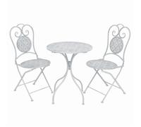 Vidaxl Ensemble De Bistro 3 Pcs Acier Blanc Grisâtre Multicolore