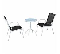 Salon de jardin acier gris 3 pieces 50.0 x 71 x 71 2 personnes