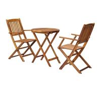 vidaXL Ensemble de bistro 3 pcs, bois d'acacia, résistant aux intempéries, pliable