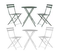 Ensemble de bistrot 3 pièces, salon de jardin, table de balcon, chaise, mobilier de patio, métal thermolaqué, pliable Grün