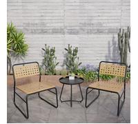 Ensemble de bistrot Brienza avec table basse et 2 chaises beige noir