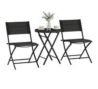 Ensemble de bistrot d'extérieur Outsunny 3 pièces, comprenant une table d'extérieur à plateau en verre et 2 chaises pliantes, ensemble de mobilier de jardin avec pieds de protection, structure en