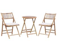 Ensemble de Bistrot en Bambou Blanc Cassé Petite Table Ronde 2 Chaises Savalletr