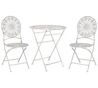Ensemble de Bistrot en Métal Blanc Cassé Table et 2 Chaises Pliantes Balcon Scaf
