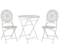 Ensemble de Bistrot en Métal Blanc Cassé Table et 2 Chaises Pliantes Balcon Scafa