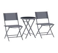 Ensemble de bistrot - Outsunny - 3 pièces - pliable - 2 chaises et 1 table ronde - pour jardin, terrasse, balcon - en métal - gris