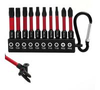 Ensemble de Bits Antidérapants 10 pièces,Embouts magnétiques en acier S2 Torx T40/T35/T30/T25/T20/T15/T10 ainsi que P72 et PH2, Étui rouge avec mousqueton, idéal pour tournevis triangle et perceuses