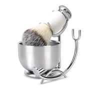 Ensemble de blaireau de rasage moderne comprenant un support sanitaire à séchage rapide et un bol en métal durable à double paroi