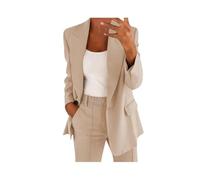 Ensemble de blazer élégant pour femme - Style urbain uni - Pantalon 2 pièces - Costume d'affaires moderne - Pantalon à revers - Coupe ajustée - Tenue de bureau sportive - Ensemble blazer pour femme