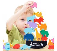 Ensemble De Blocs De Construction À Empiler En Bois Pour Enfants, Jouets Éducatifs Pour Bébés, Dinosaures, Dessin Animé, Équilibre En Forme D'animal
