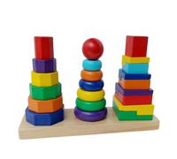 Ensemble De Blocs De Construction Arc-En-Ciel À Trois Piliers En Bois, Jouets Éducatifs Pour Enfants, Cadeaux, 1 Ensemble