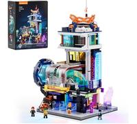 Ensemble de Blocs de Construction Cyberpunk Station de Train Flottant avec Éclairage LED