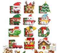 Ensemble de Blocs de Construction de Noël, Paquet de 12 Blocs de Construction sur Le Thème de Noël, Mini Figurines de Construction, Cadeaux de Noël, Cadeaux d'anniversaire, Cadeaux de Fête 12pcs