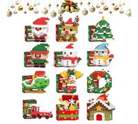 Ensemble de Blocs de Construction de Noël, Paquet de 12 Blocs de Construction sur Le Thème de Noël, Mini Figurines de Construction, Cadeaux d'anniversaire du Nouvel an 2026, Cadeaux de Noël 12pcs