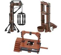 Ensemble de blocs de construction de scène d'exécution médiévale, plate-forme de tribunal de prison guillotine, château de village, kit de jouets pour enfants et adultes
