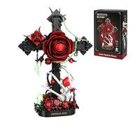 Ensemble de blocs de construction gothique en forme de croix de rose avec main squelette, phosphorescente