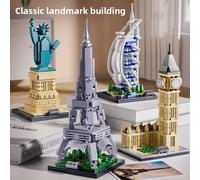 Ensemble de blocs de construction miniatures de monuments célèbres du monde, kit de modèle d'architecture miniature, comprend la tour Eiffel, Big Ben, la statue de la Liberté, le Taj Mahal, jouet de b