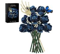 Ensemble de blocs de construction pour bouquet de roses botaniques artificielles Emily Corpse - Fleurs fanées décoratives gothiques - Ensemble de blocs de construction pour femmes et adultes